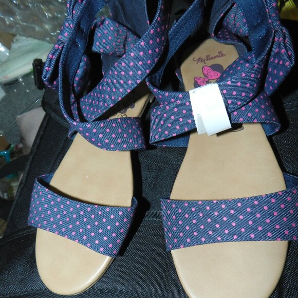 Disney Minnie Mouse Bow Fabric Blue /Pink Polka Dot Print Sandals🆕📦🏃🏻💨⚡🚚 - Picture 5 of 16